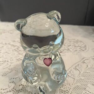 Fenton Glass Bear Figurine with Heart Accent